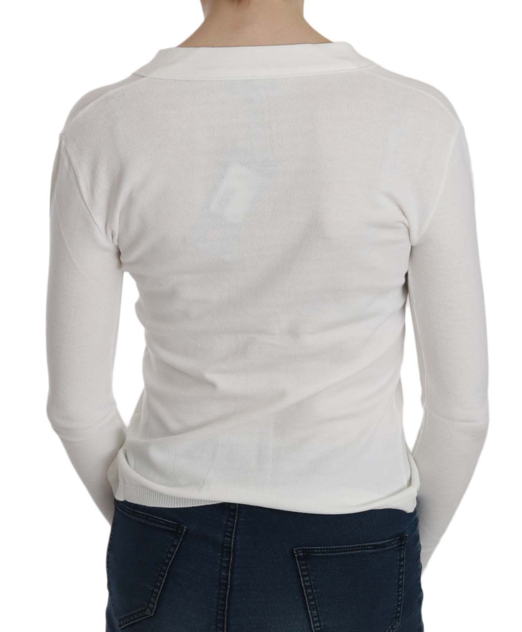 BYBLOS Weißer V-Ausschnitt Langarm Strickjacke Tops Pullover