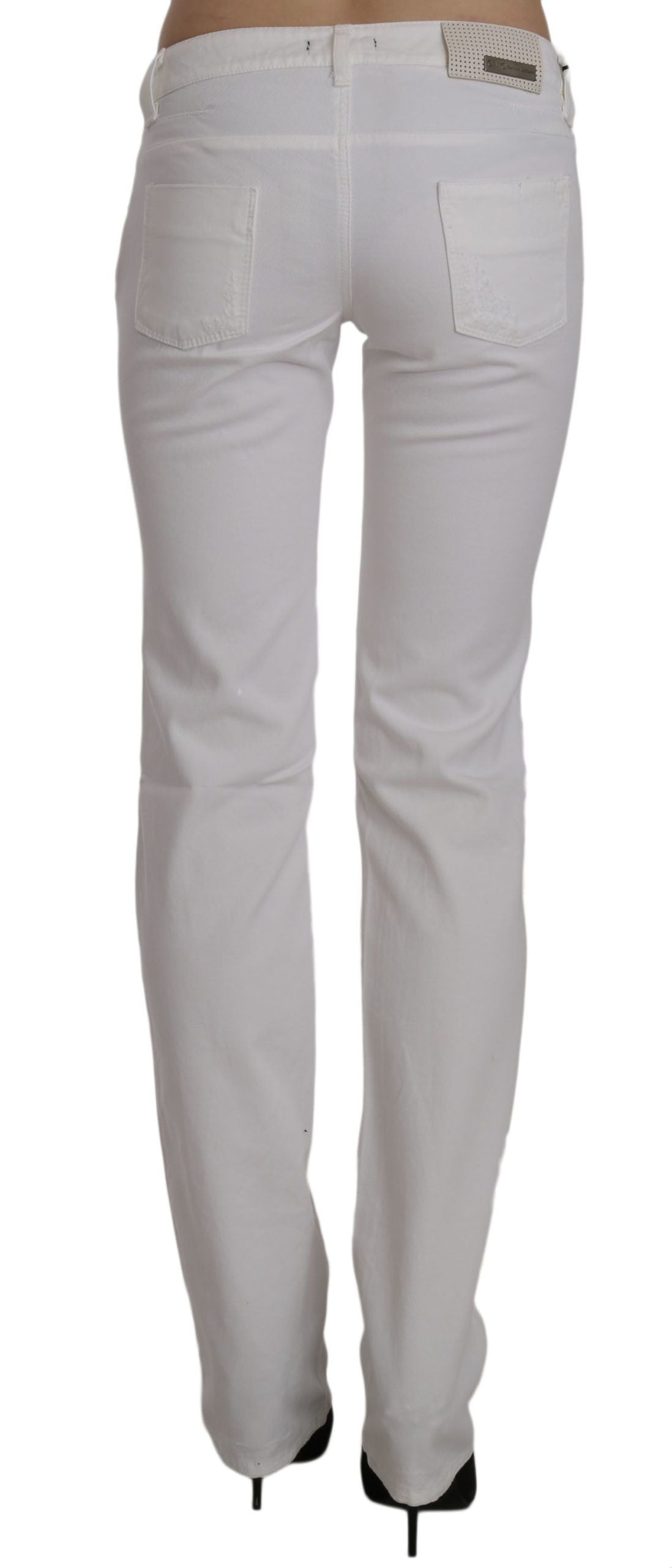 Costume National Weiße Baumwolle Slim Fit Straight Jeans Hose