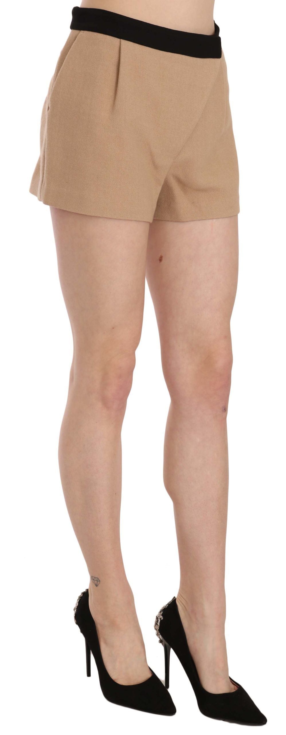 Costume National Shorts Beige Baumwolle Mittlere Taille Mini Kurz