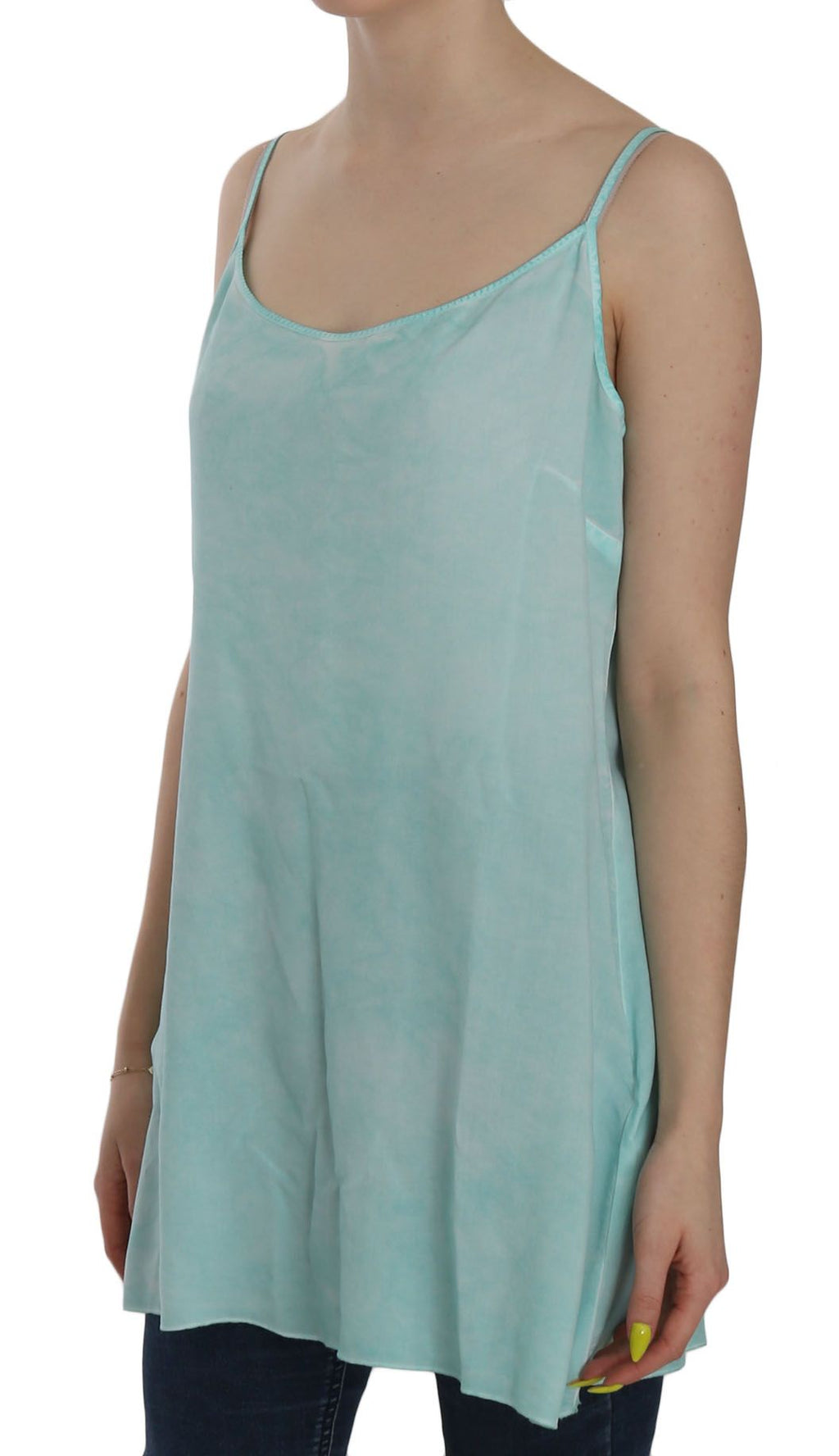 Ermanno Scervino Blaues ärmelloses Spaghettikleid Bluse