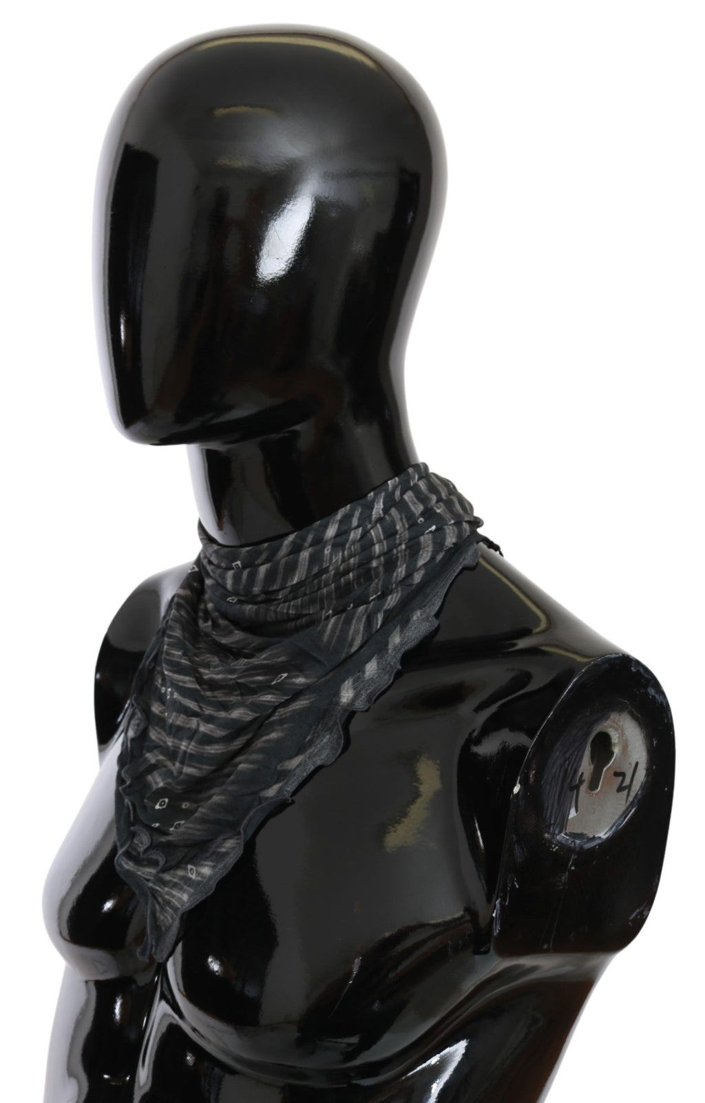 Costume National Schwarzer grauer Viskose Foulard Markenschal