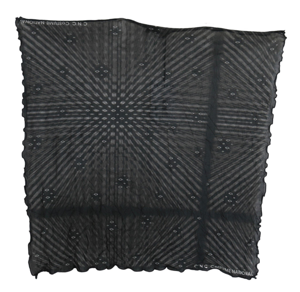 Costume National Schwarzer grauer Viskose Foulard Markenschal