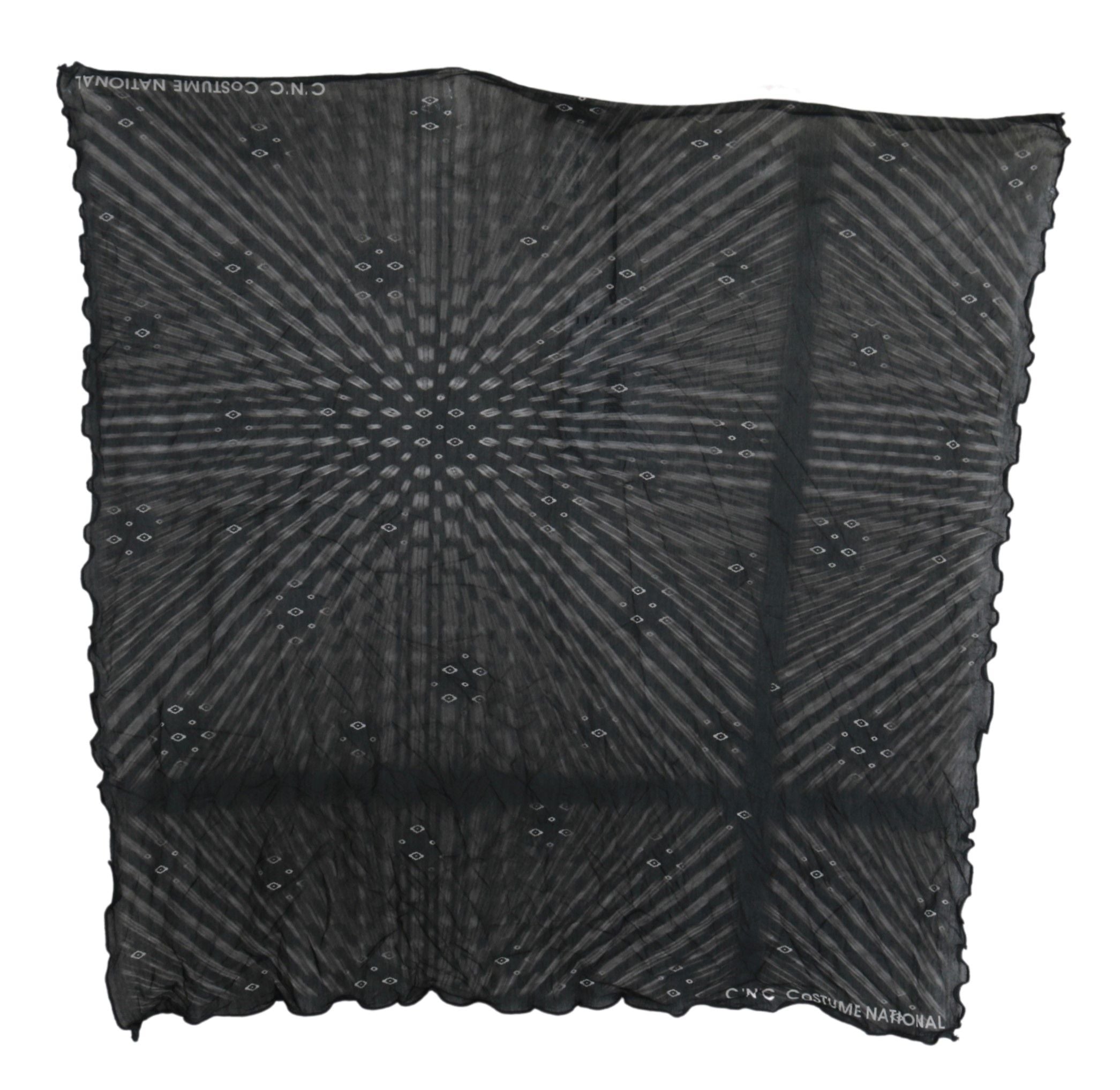 Costume National Schwarzer grauer Viskose Foulard Markenschal