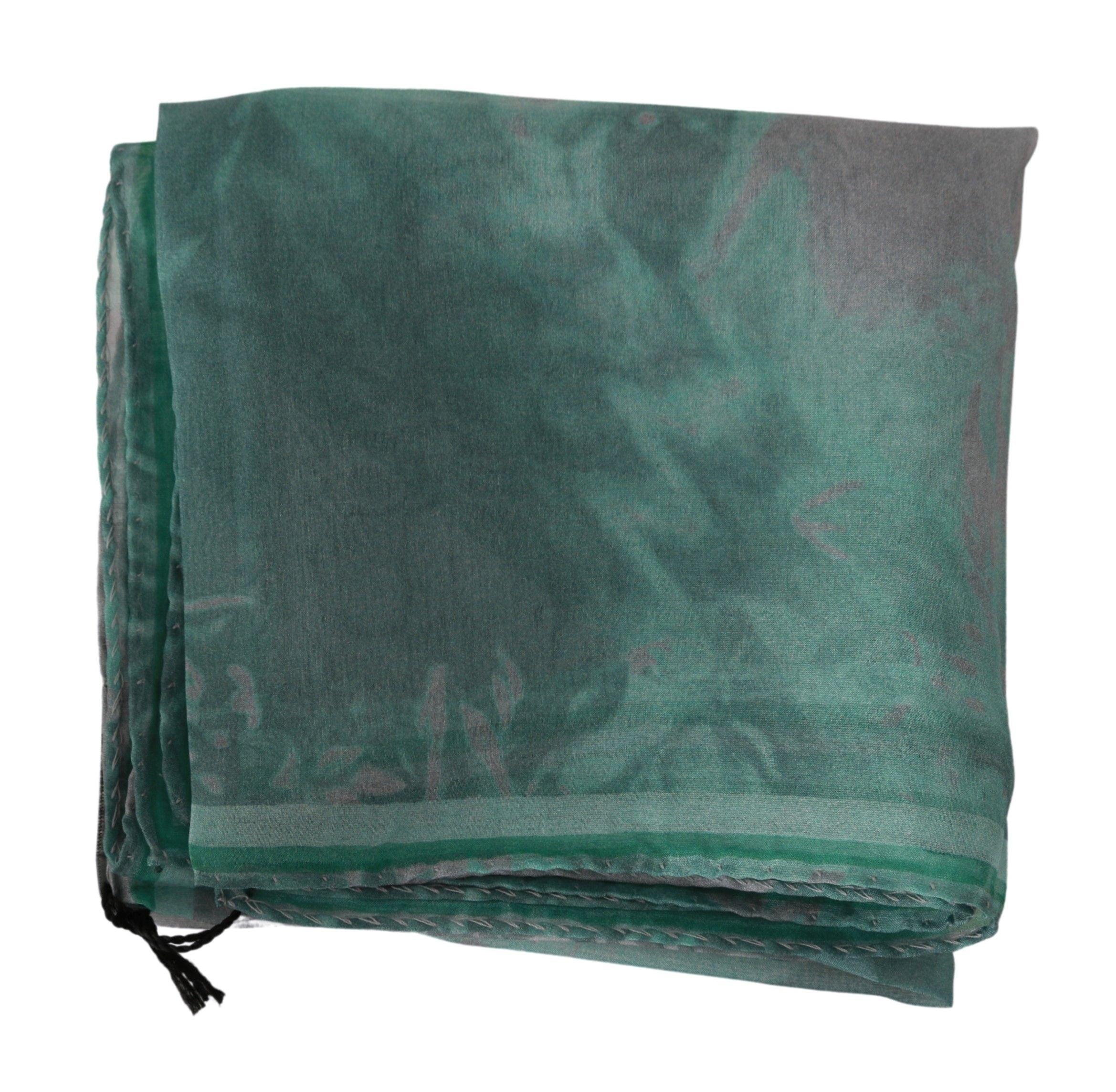 Costume National Grüner Seidenschal Foulard Wickelschal