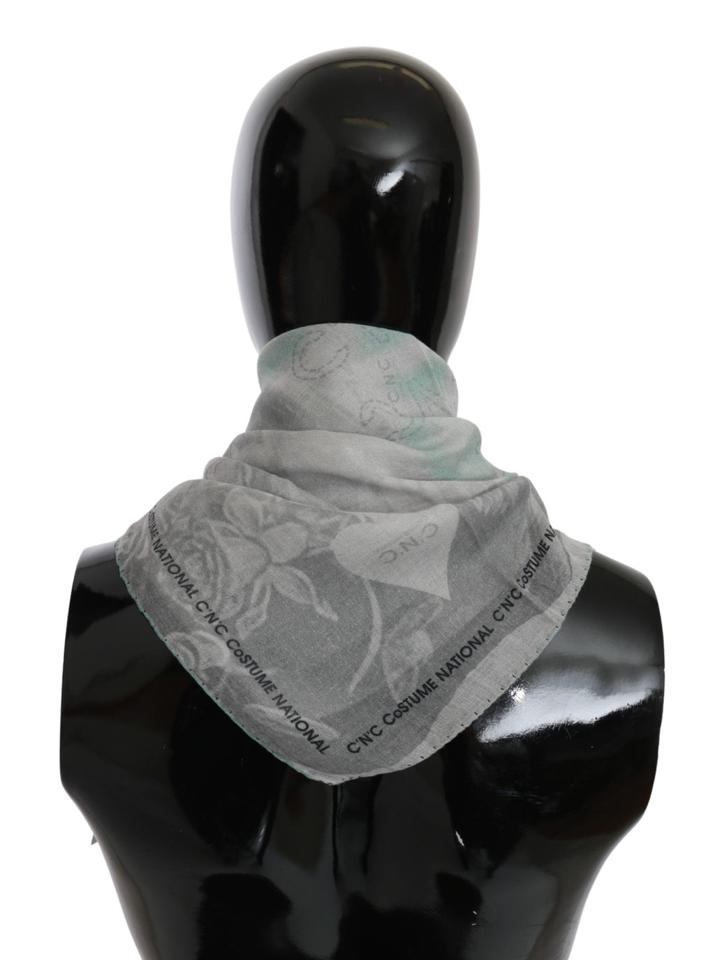 Costume National Grauer Seidenschal Foulard Wickelschal