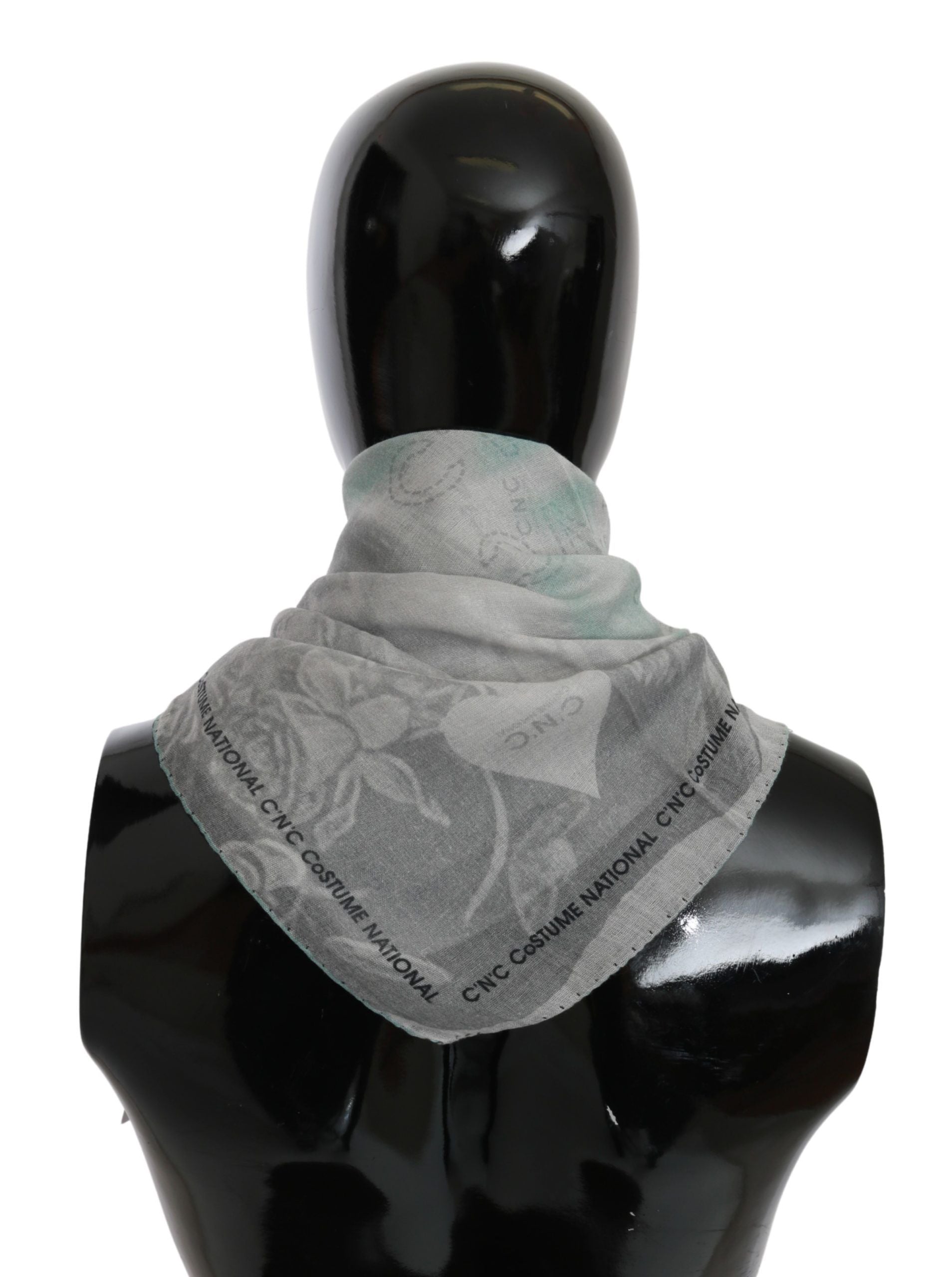Costume National Grauer Seidenschal Foulard Wickelschal