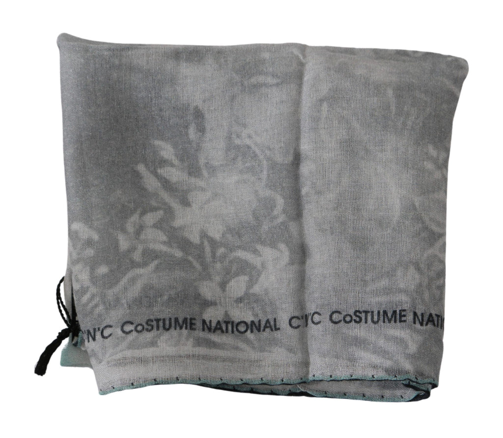 Costume National Grauer Seidenschal Foulard Wickelschal