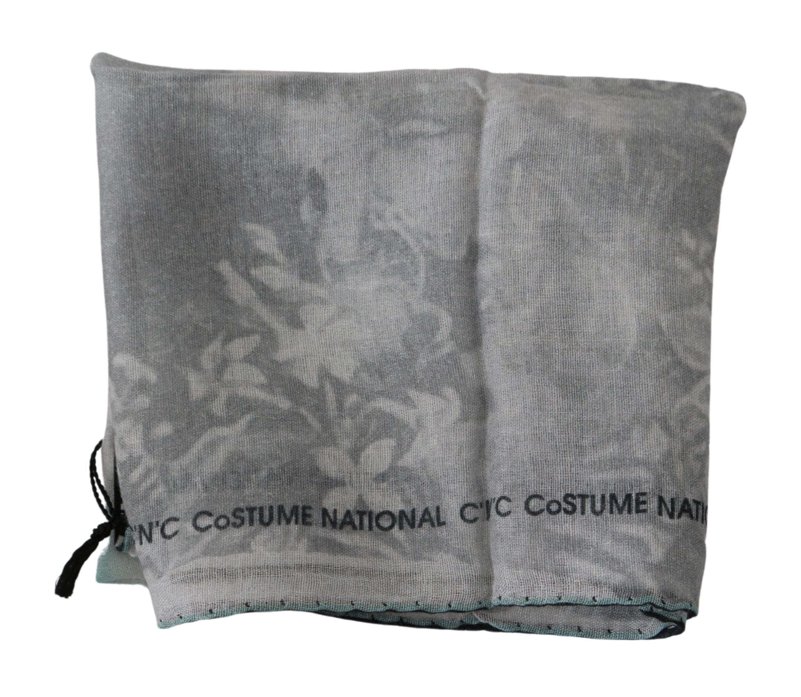 Costume National Grauer Seidenschal Foulard Wickelschal