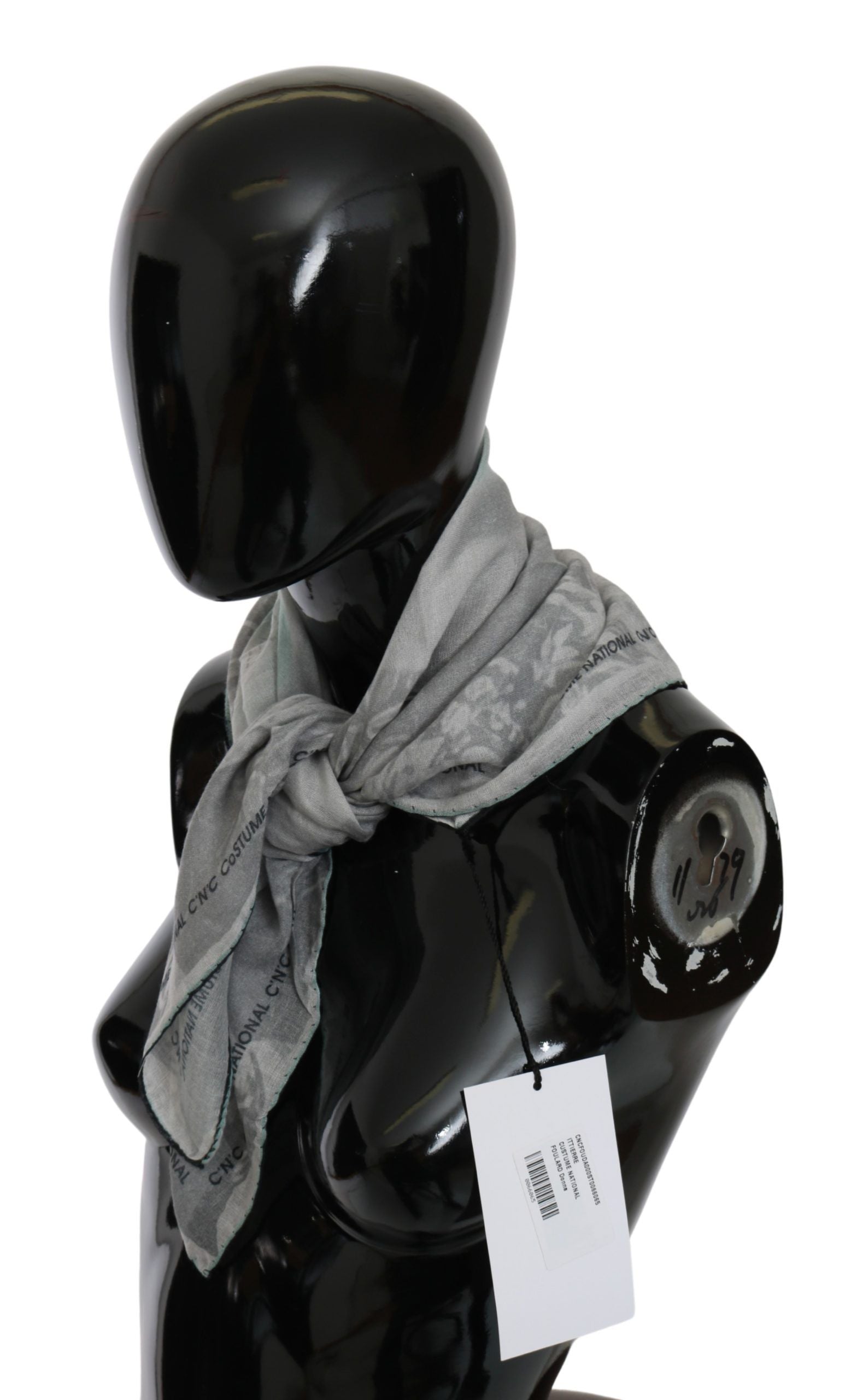 Costume National Grauer Seidenschal Foulard Wickelschal