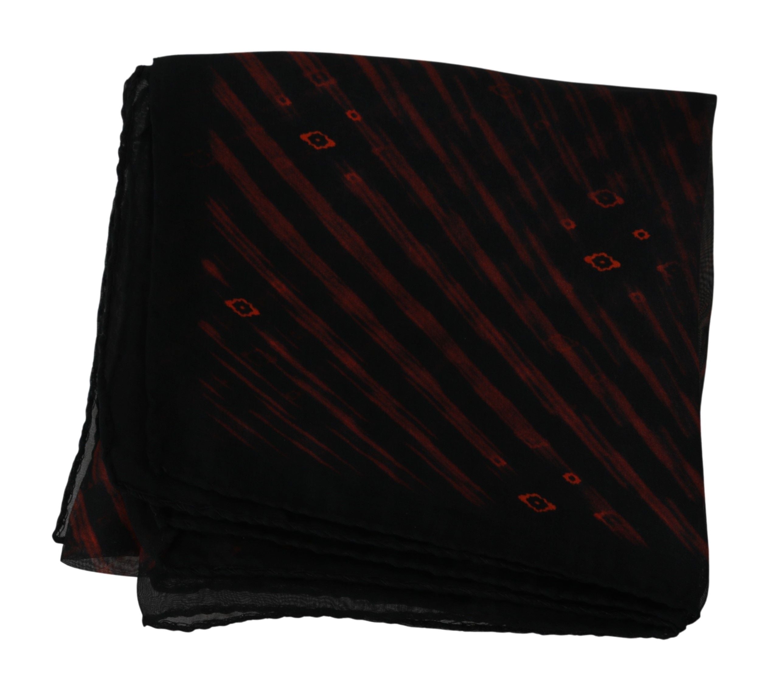 Costume National Schwarz Orange 100% Seide Markenschal