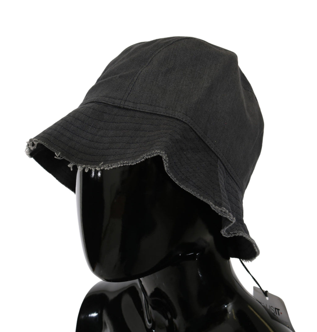 Costume National Schwarz gewaschene breite Krempe Outdoor Eimer Hut