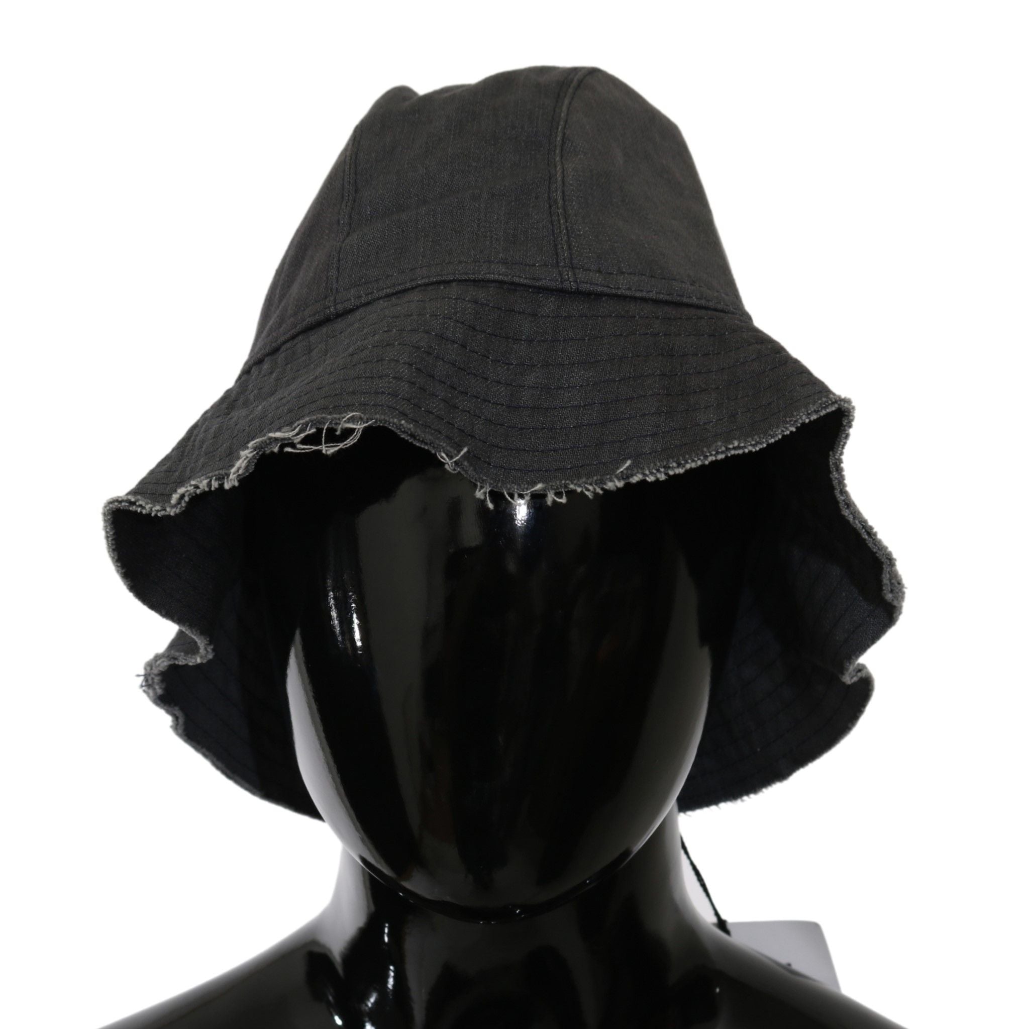 Costume National Schwarz gewaschene breite Krempe Outdoor Eimer Hut