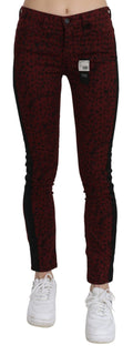 Costume National Dunkelrote Slim Fit Jeans mit mittlerer Taille aus Baumwolle