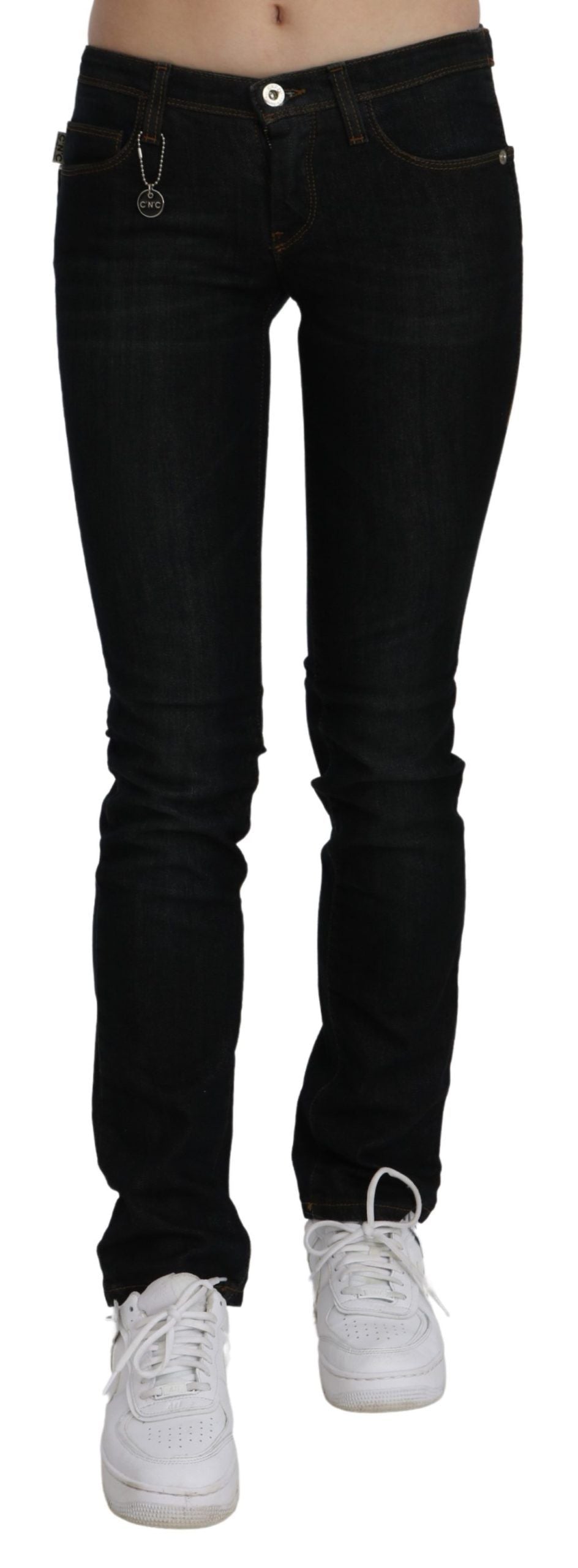 Costume National Schwarze Mid Waist Skinny Denim Baumwolljeans