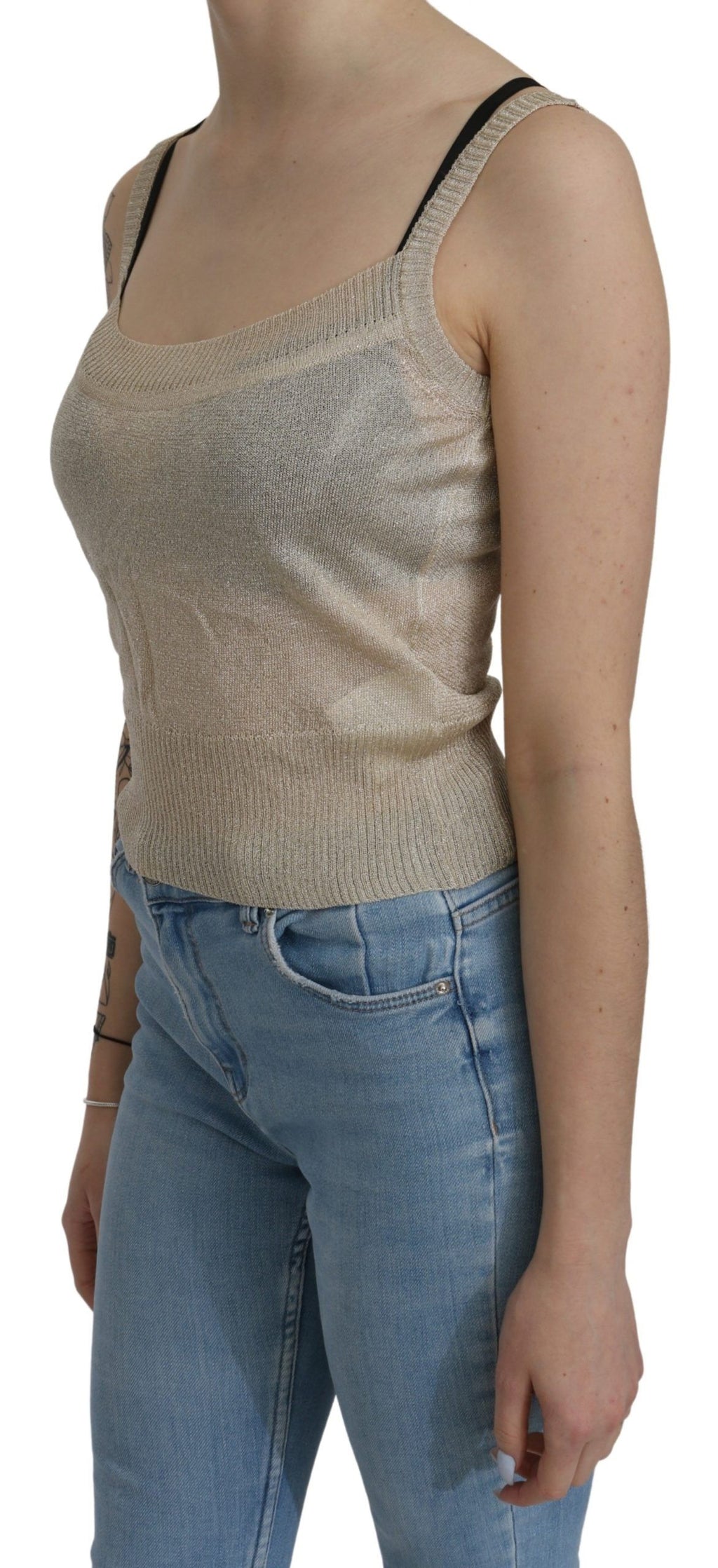 BYBLOS Beige Ärmelloses Spaghetti-Träger-Top mit Durchblick