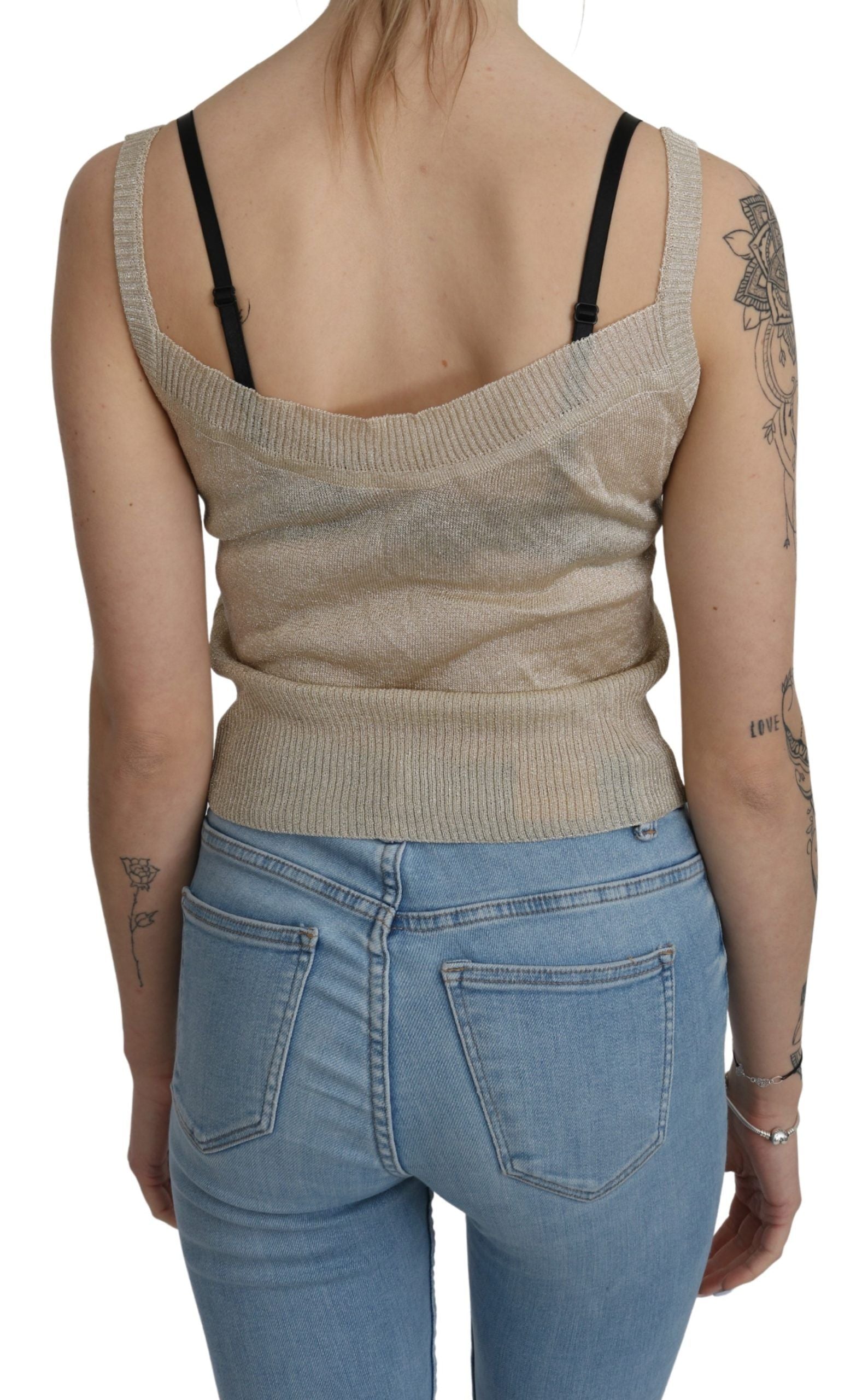 BYBLOS Beige Ärmelloses Spaghetti-Träger-Top mit Durchblick