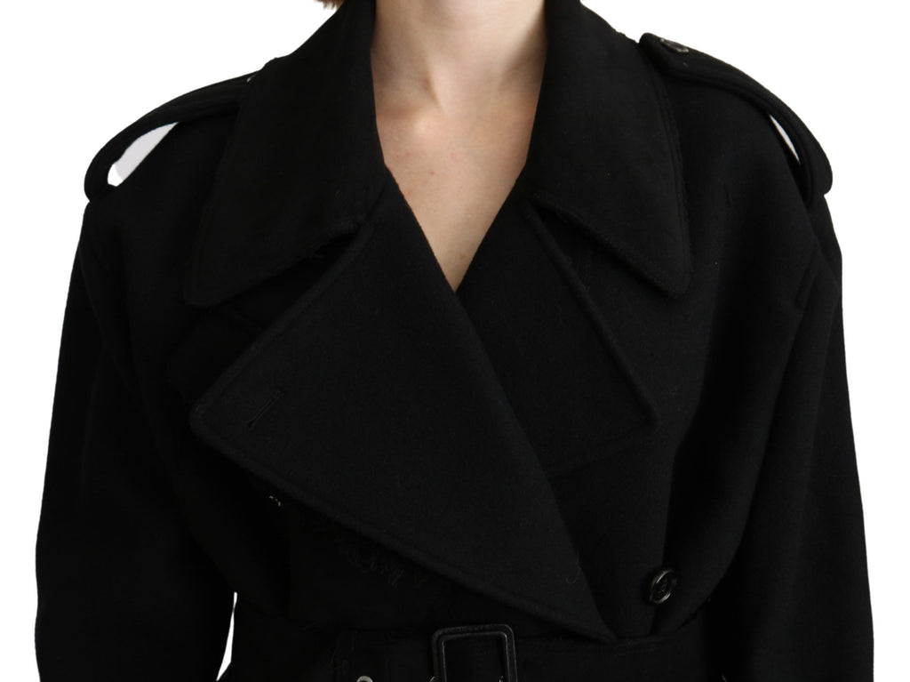 Dolce & Gabbana Schurwolle Schwarzer Blazer Trenchcoat Jacke