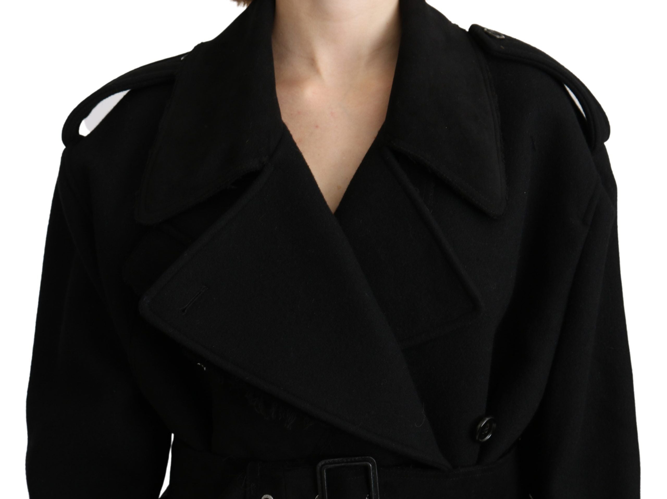 Dolce & Gabbana Schurwolle Schwarzer Blazer Trenchcoat Jacke