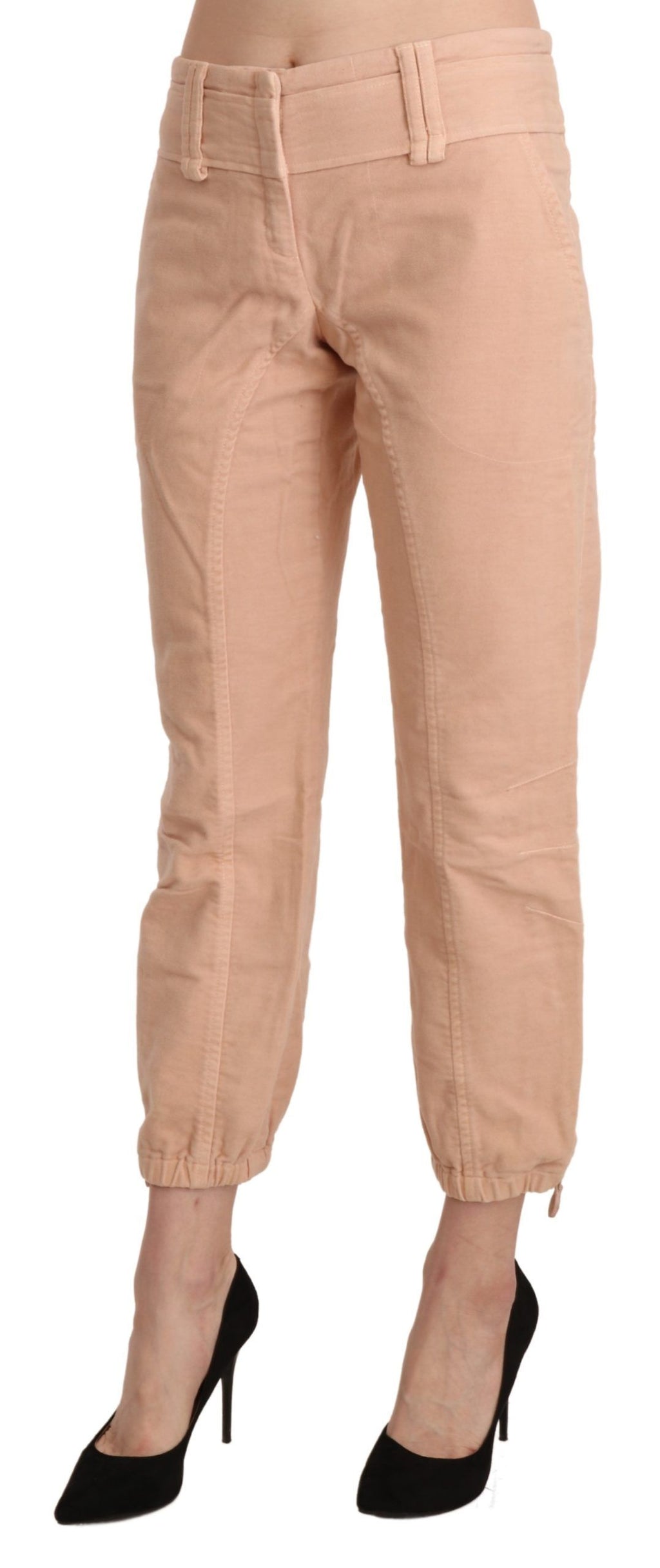 Ermanno Scervino Beige Mid Waist Cropped Baumwoll-Hosenhose