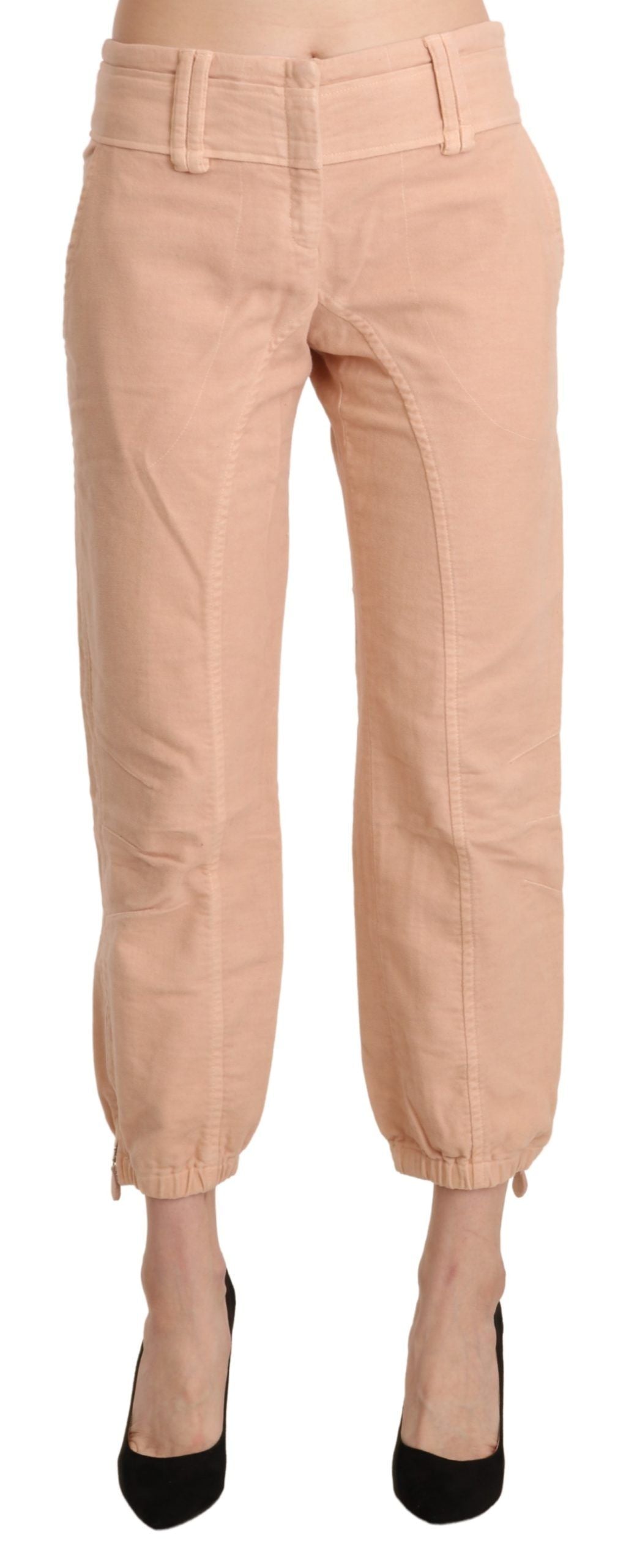 Ermanno Scervino Beige Mid Waist Cropped Baumwoll-Hosenhose