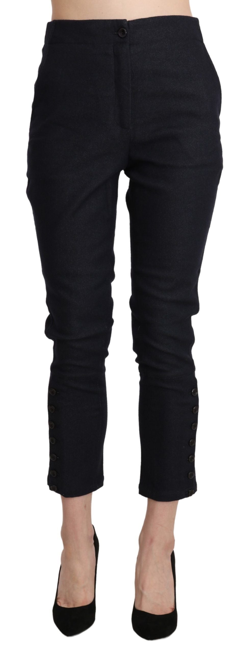 Ermanno Scervino Schwarze Capri-Hose mit hoher Taille aus beschnittener Baumwolle