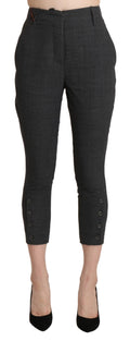Ermanno Scervino Graue Capri-Hose mit hoher Taille aus beschnittener Baumwolle