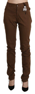 Ermanno Scervino Braune Skinny-Hose mit hoher Taille aus Baumwolle