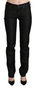 Ermanno Scervino Schwarze Mid Waist Skinny Slim Denim-Hose