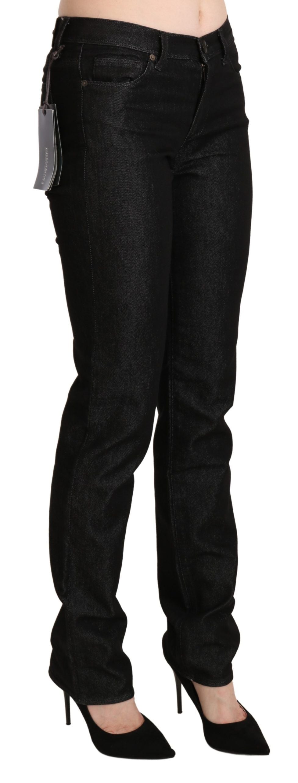 Ermanno Scervino Schwarze Mid Waist Skinny Slim Denim-Hose