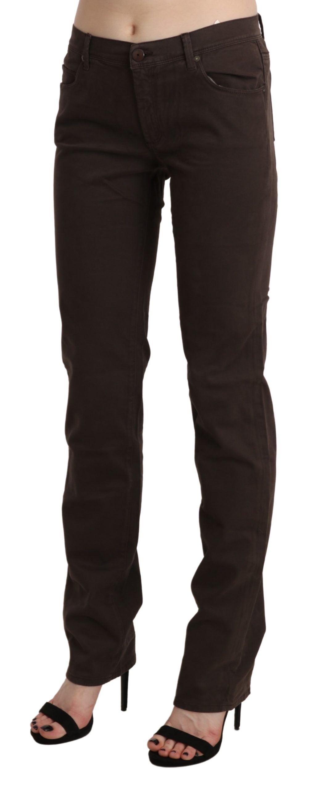 Ermanno Scervino Braun Mid Waist Skinny Slim Trouser Baumwolljeans