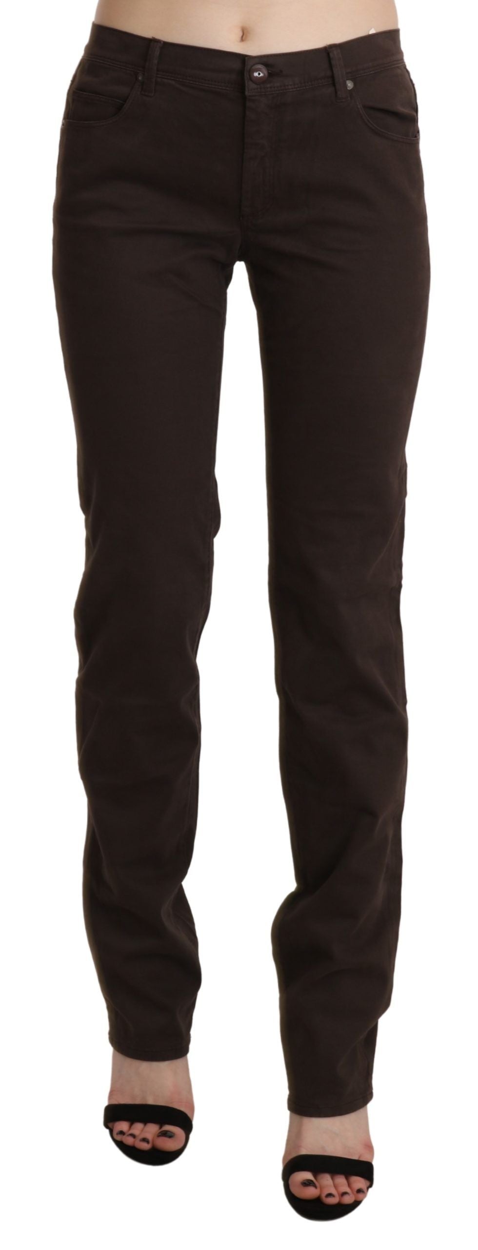 Ermanno Scervino Braun Mid Waist Skinny Slim Trouser Baumwolljeans