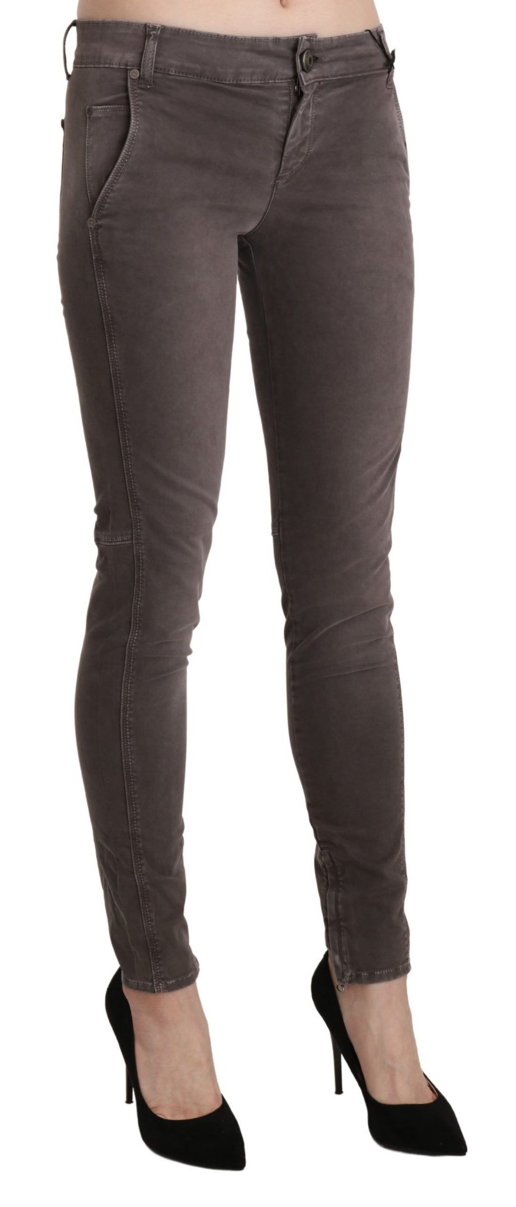 Ermanno Scervino Brown Low Waist Skinny Slim Trouser Baumwolljeans
