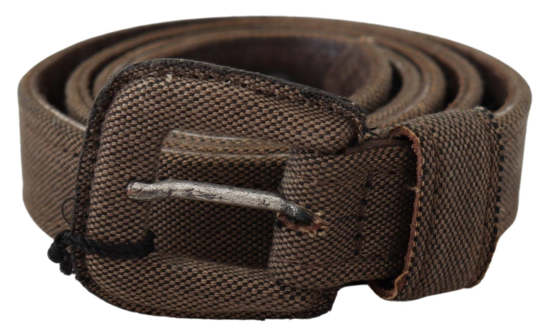 Costume National Brauner Leder-Logo-Schnallen-Gürtel