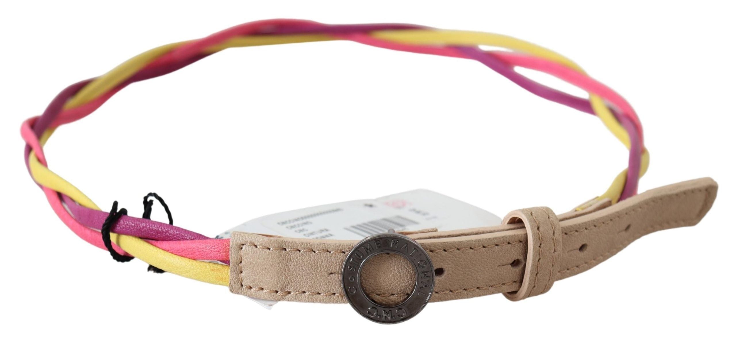 Costume National Multicolor Twisted Leather Kreis Schnalle Gürtel