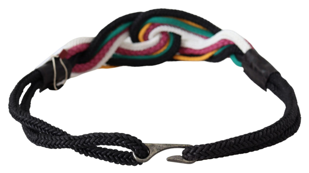 Costume National Multicolor Rope Leder Rustikale Hakenschnalle Gürtel