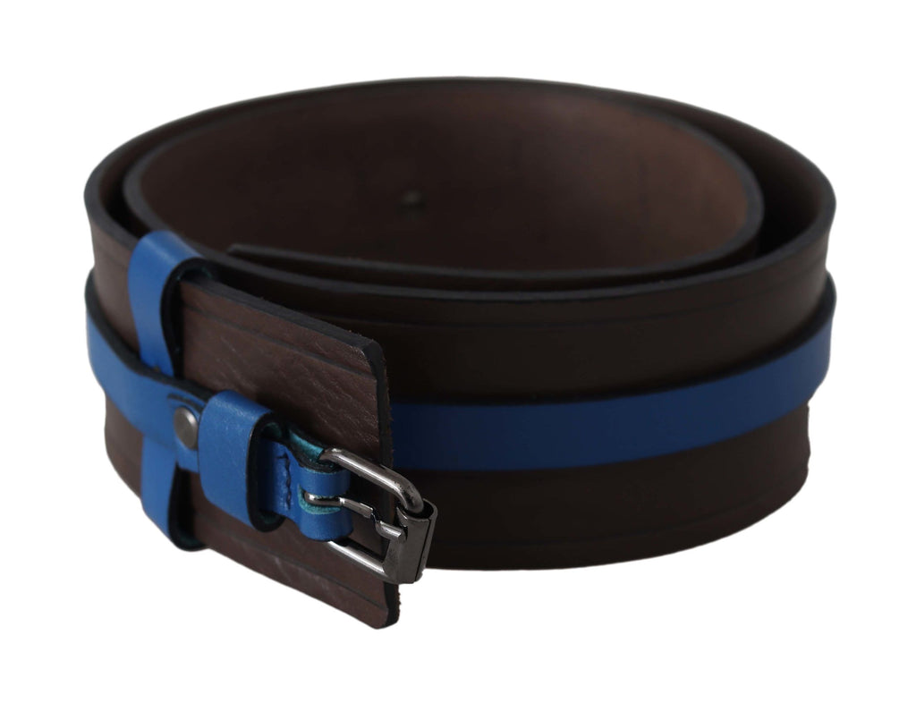 Costume National Brauner Thin Blue Line Lederschnallengürtel
