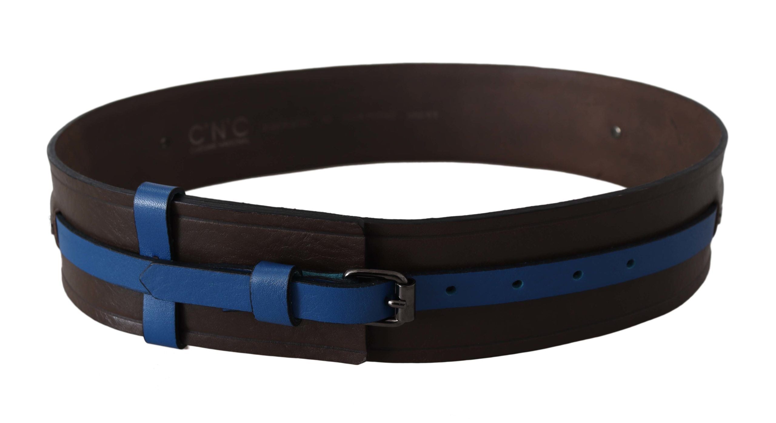 Costume National Brauner Thin Blue Line Lederschnallengürtel