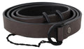 Costume National Brauner Leder-Skinny-Gürtel mit runder Schnalle