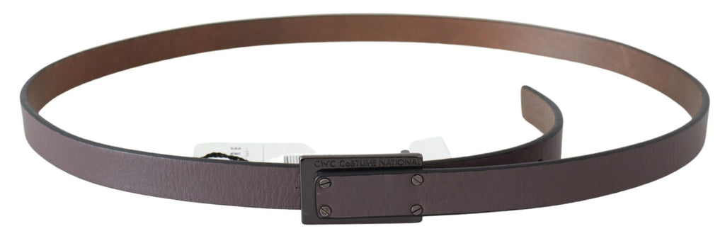 Costume National Braunes Leder Tactical Logo Schnalle Dunkel