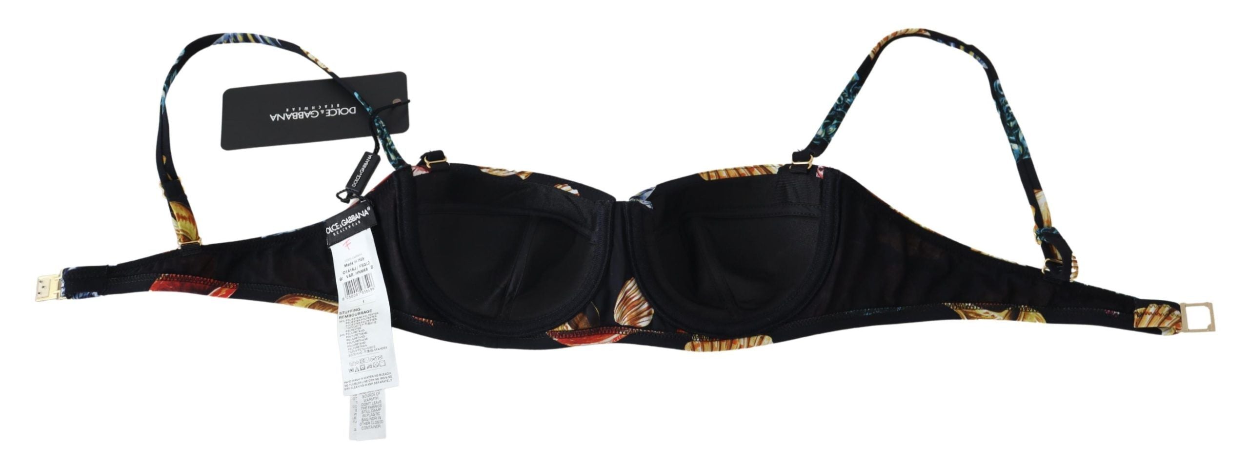 Dolce & Gabbana Schwarze Muscheln Print Damen Bademode Bikini-Oberteile