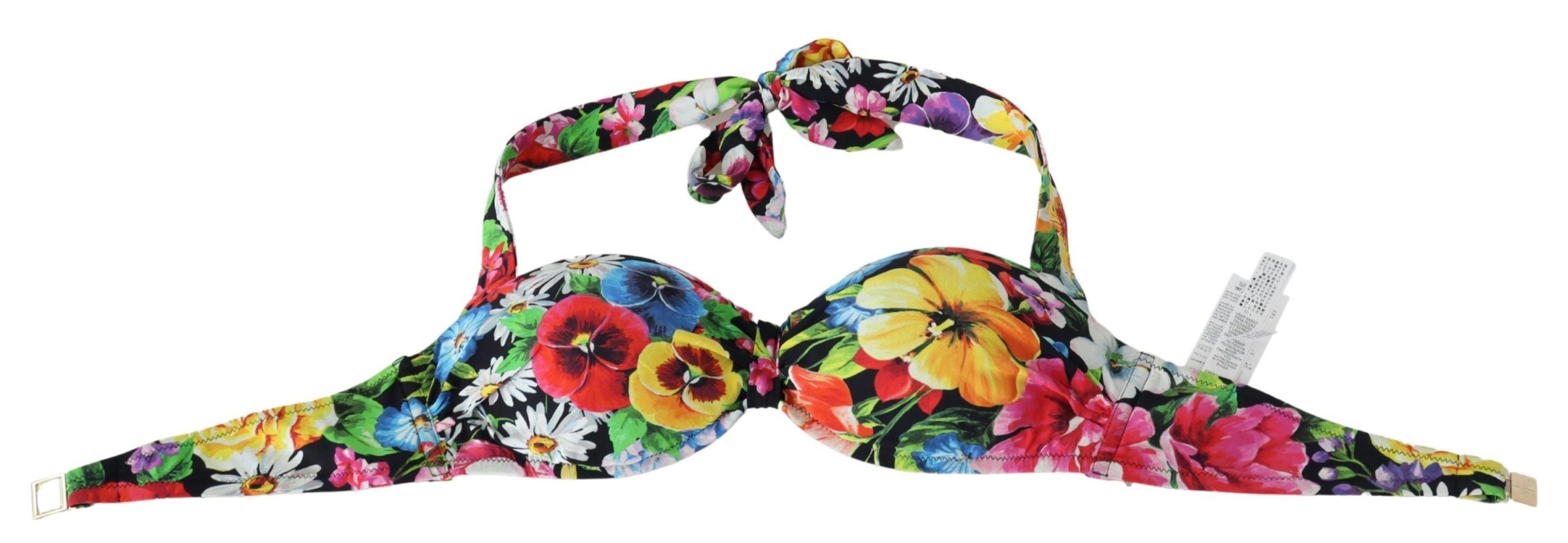 Dolce & Gabbana Mehrfarbige Bikini-Oberteile mit Blumendruck in Bademode