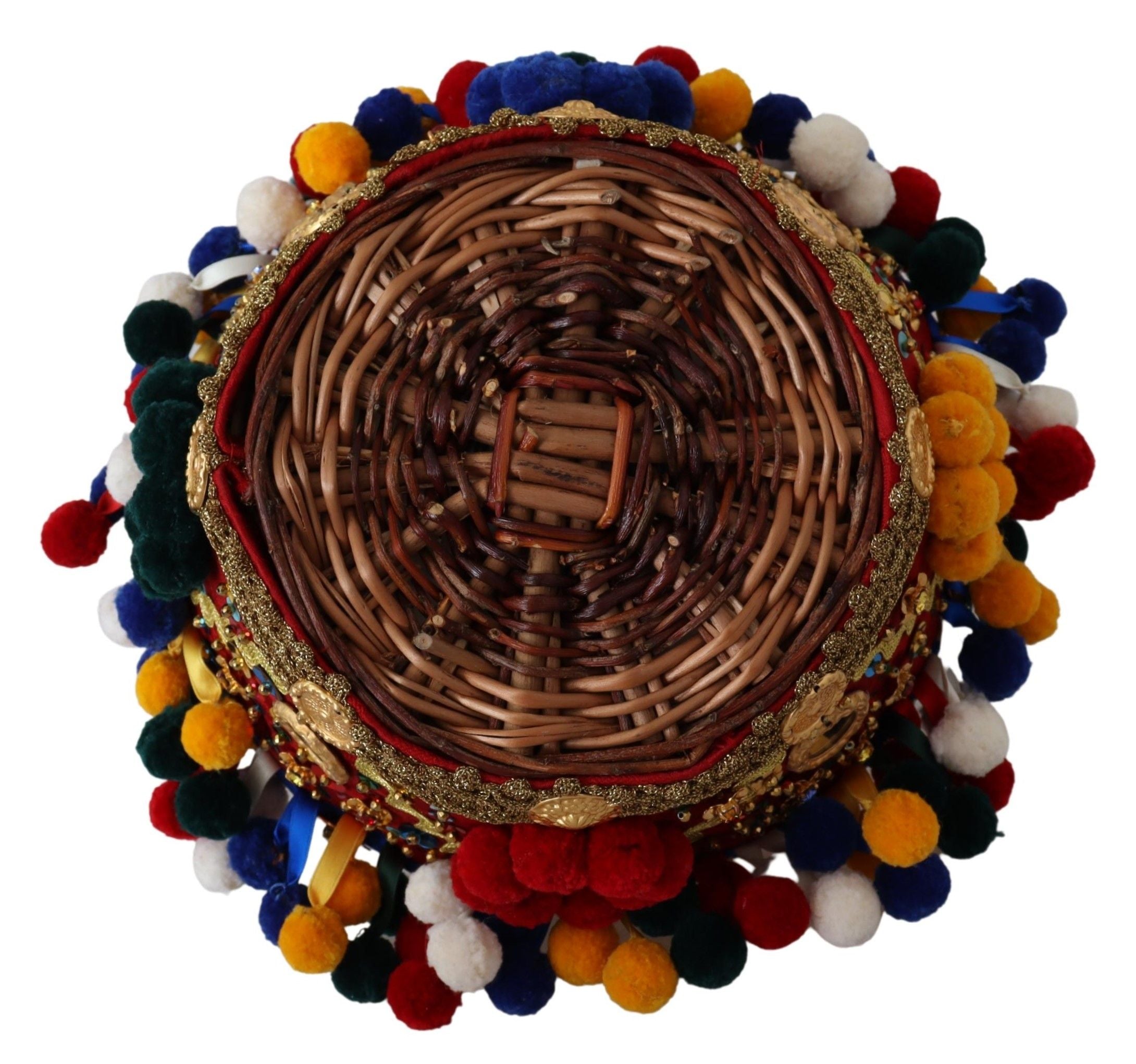 Dolce & Gabbana Multicolor Baumwolle verschönert Agnese Korb Tragetasche