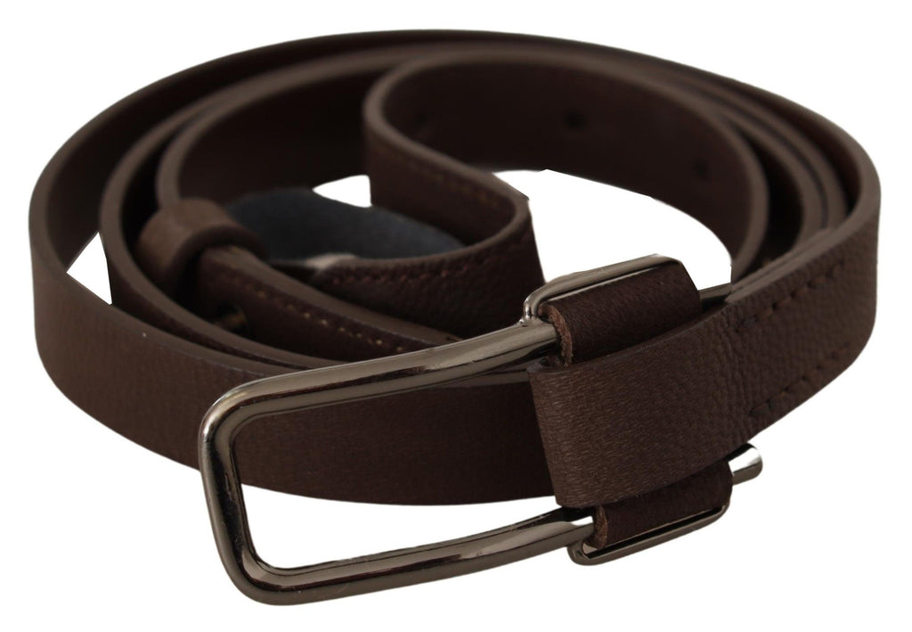 Costume National Brauner WX Gürtel mit silberner Metallschnalle