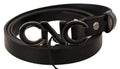 Costume National Schwarzer Leder Brief Logo Schnalle Gürtel