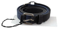 Costume National Schwarz Blau Leder Silber Logo Gürtel