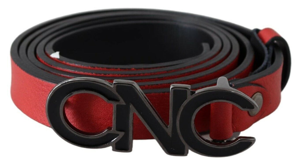 Costume National Roter Logo-Gürtel aus Leder mit Wendefunktion