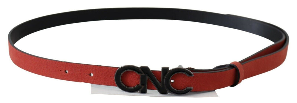 Costume National Rot Schwarz Leder Schwarz Logo Schnalle Blut Gürtel