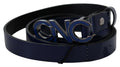 Costume National Blauer Leder Logo Skinny Fashion Gürtel