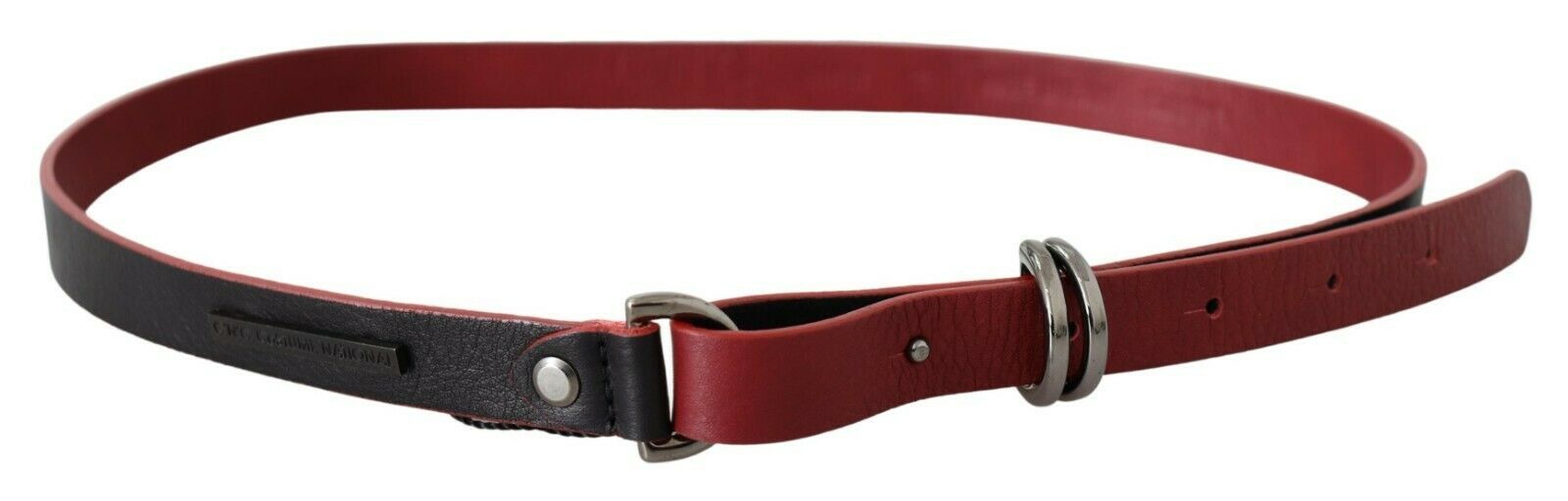 Costume National Schwarzer roter Skinny-Ledergürtel mit Logo