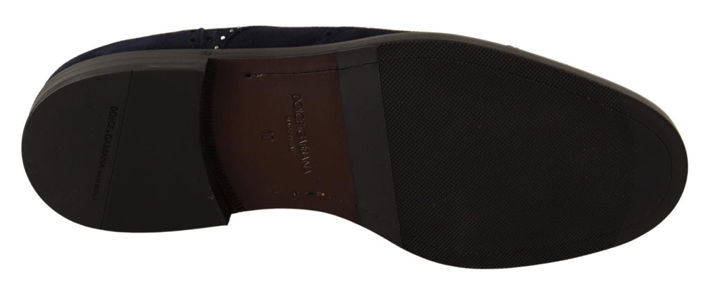 Dolce & Gabbana Blaue Derby-Schuhe aus Wildleder mit Nieten